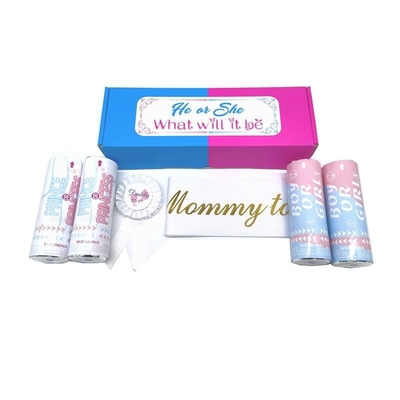 A-mazon bán nóng màu xanh dương màu hồng bé gái tiết lộ giới tính vật liệu sinh học phân hủy chống cháy bữa tiệc Popper Confetti Launcher
