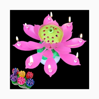 Birthday Cake Candle Lotus Singing Birthday Cake Firework Candle Birthday Party Spinning Lotus Candle (Bữa tiệc sinh nhật)
