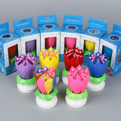 Birthday Cake Candle Lotus Singing Birthday Cake Firework Candle Birthday Party Spinning Lotus Candle (Bữa tiệc sinh nhật)