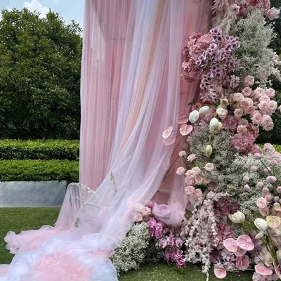 Áo polyester tulle tùy chỉnh nhuộm mềm Màu sắc tinh khiết Cho trang trí đám cưới ngoài trời