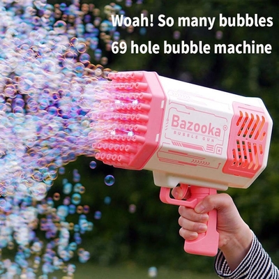 Bubble Gun Rocket 69 lỗ Máy bong bóng xà phòng Giáng sinh quà tặng súng hình dạng thổi tự động với đồ chơi nhẹ cho trẻ em