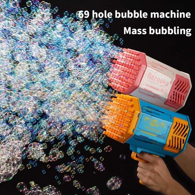 Bubble Gun Rocket 69 lỗ Máy bong bóng xà phòng Giáng sinh quà tặng súng hình dạng thổi tự động với đồ chơi nhẹ cho trẻ em